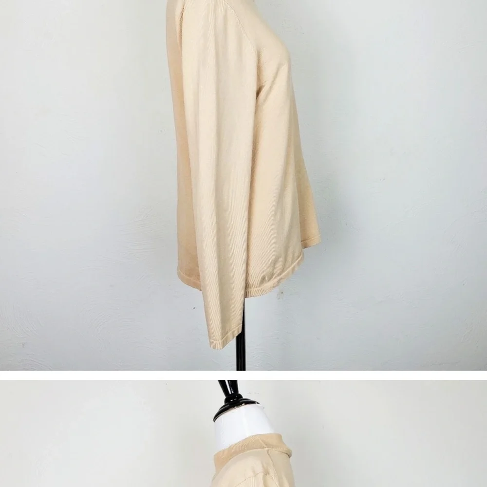 Pendleton Sweater Tan Silk Blend Knit Minimalist Neutral Capsule Wardrobe Spring - Picture 5 of 8